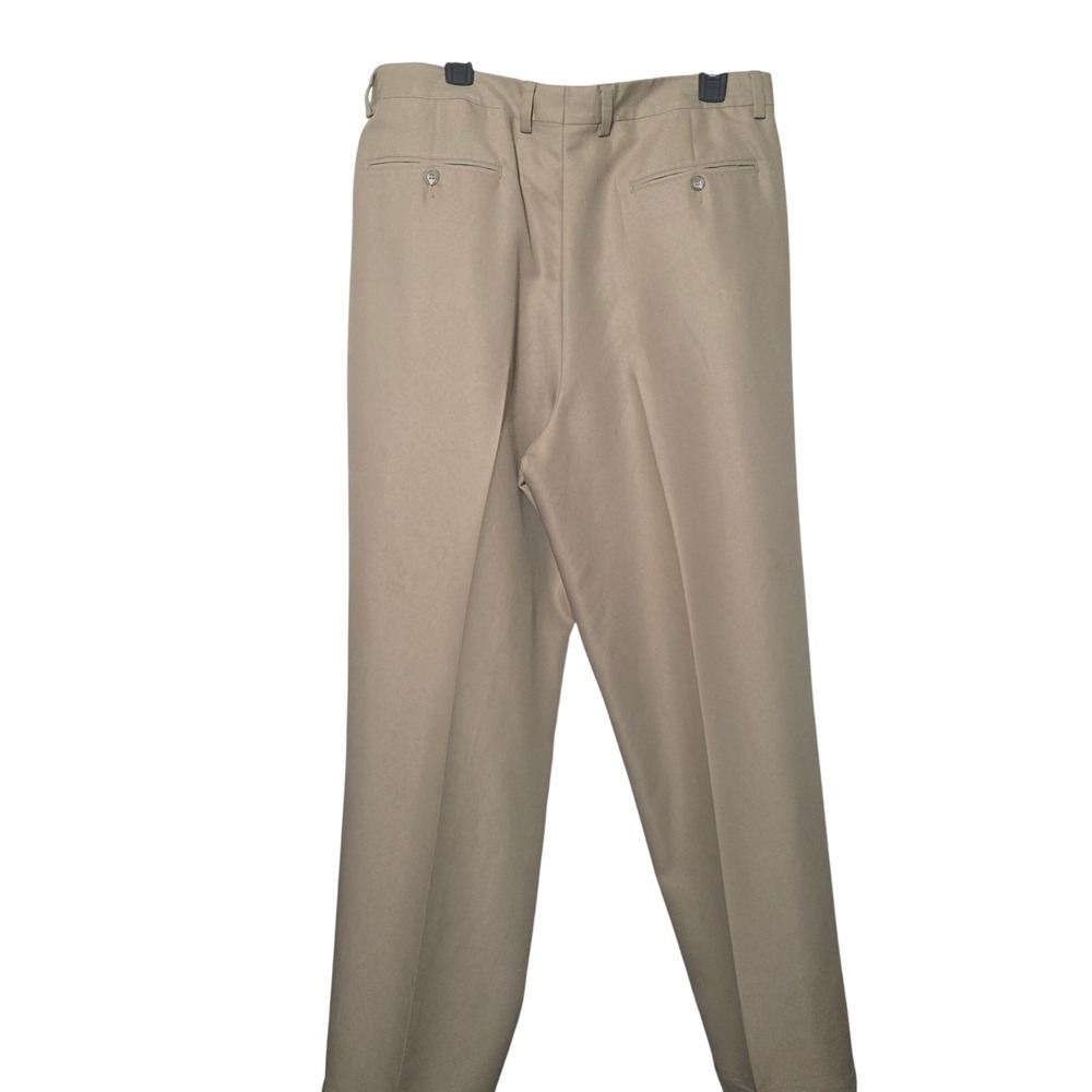 Crazy Horse Mens Tan Pleated Dress Khaki Cuffed Classic Fit Trousers Old Money - Picture 3 of 7